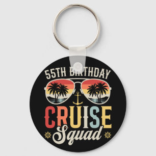 55TH Birthday Cruise Squad Family Matching Circle Keychain