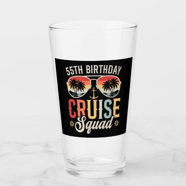 55TH Birthday Cruise Squad Family Matching DK Glass (Front)