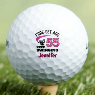 55th Birthday Custom Golfer Gift for Sister Pink Golf Balls
