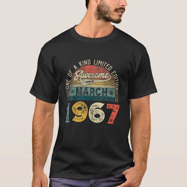 55Th Birthday Decorations March 1967 Men Women 55 T-Shirt (Front)