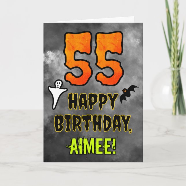 55th Birthday: Eerie Halloween Theme + Custom Name Card (Front)