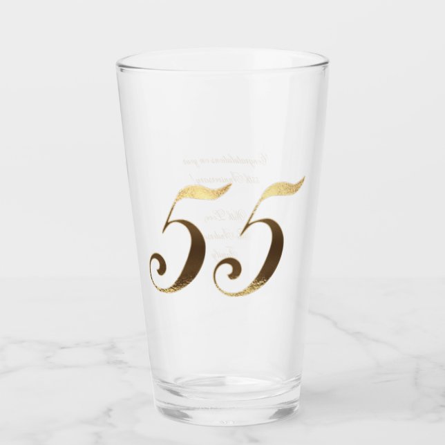 55th Birthday Emerald Wedding Anniversary Glass (Front)