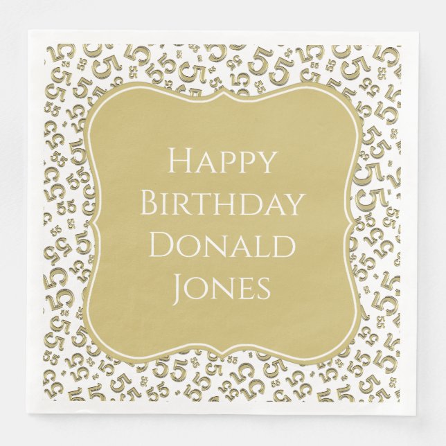 55th Birthday Gold/White Bracket Number Pattern Napkin (Front)