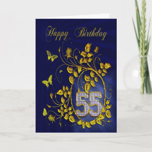 55th Birthday golden butterflies Card