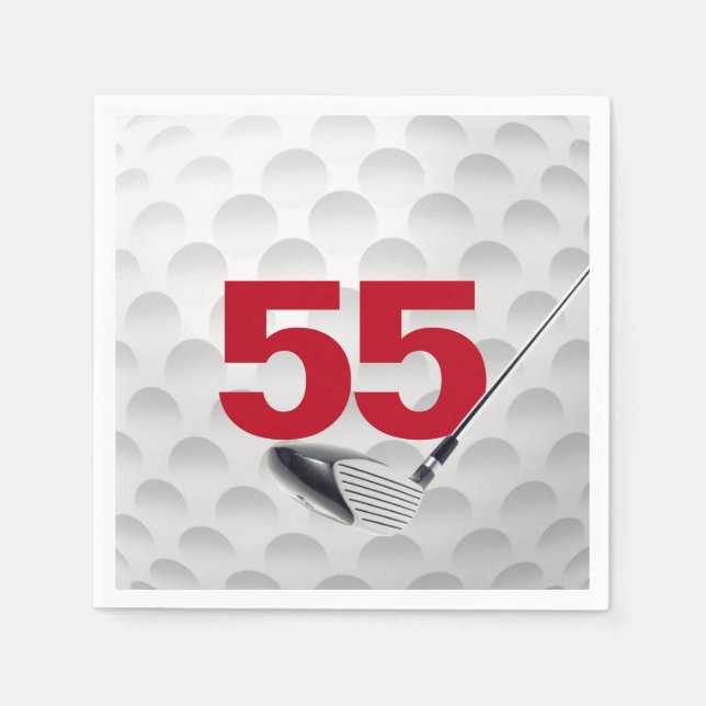 55th Birthday Golf Ball Napkin (Front)