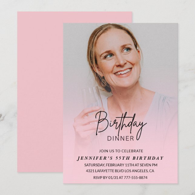 55th birthday invitations Birthday Dinner Photo (Front/Back)
