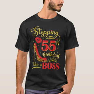 55th Birthday Like a Boss Leopard Print 55 Years O T-Shirt