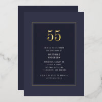 55th Birthday Minimal Elegant Dark Gold Frame