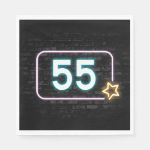 55th Birthday Neon Sign On Brick   Napkin