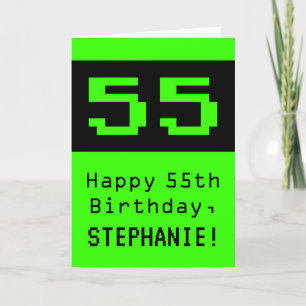 55th Birthday: Nerdy / Geeky Style "55" and Name Card
