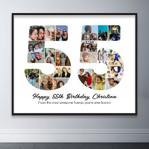 55th Birthday Number 55 Photo Collage Anniversary Poster