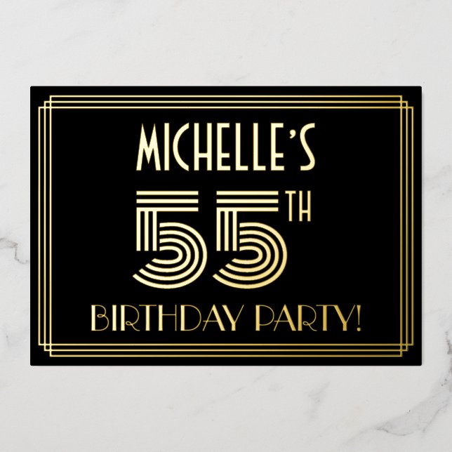 55th Birthday Party — Art Deco Style “55” + Name (Front)