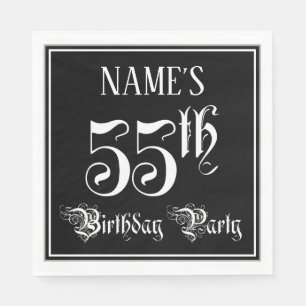 55th Birthday Party — Fancy Script + Custom Name Napkin