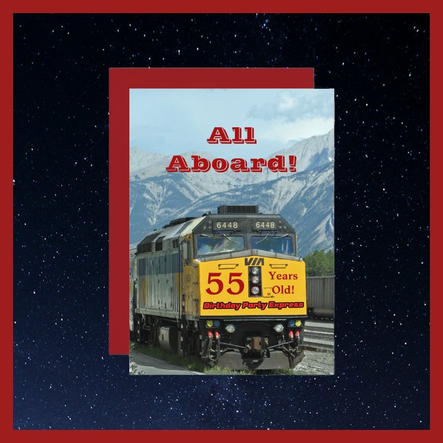 55th Birthday Party Invitation Railroad Train (Creator Uploaded)