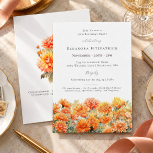 55th Birthday Party November Birth Month Flower Invitation