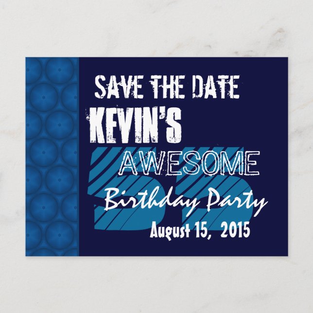 55th Birthday Party Save the Date Blue Midnight Announcement Postcard (Front)