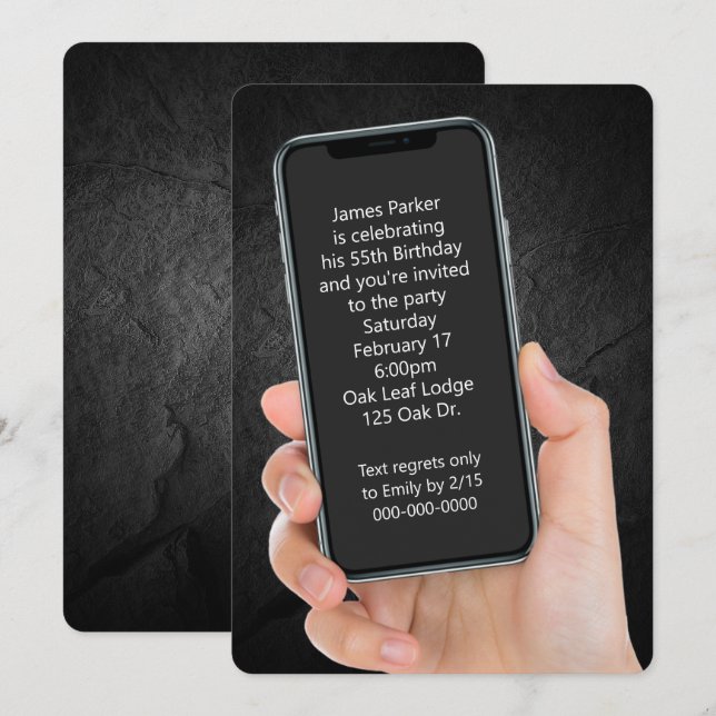 55th Birthday Party Text Message   Invitation (Front/Back)