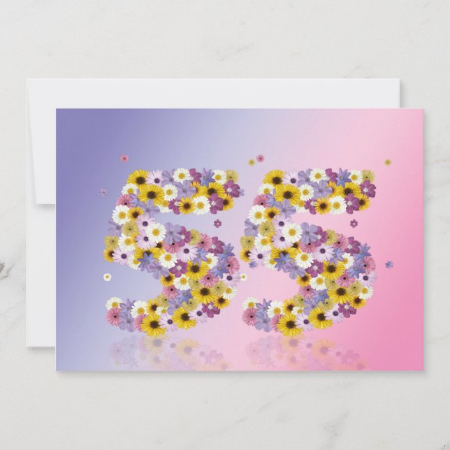 55th Birthday party, with flowered letters Invitation (Front)