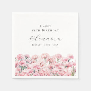 55th Birthday Pink Carnation January Birth Flower Napkin