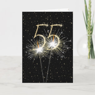 55th Birthday Sparkler on black Card