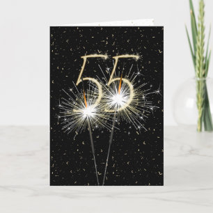 55th Birthday Sparkler on black Card
