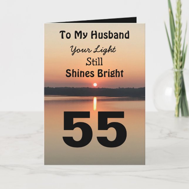 55th Birthday To My Husband Light Shines Bright Card (Front)