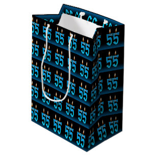 55th birthday with eyeball candles medium gift bag