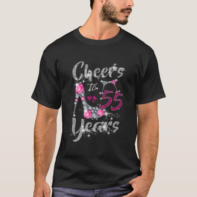 55Th Cheers To 55 Wine High Heels T-Shirt (Front)