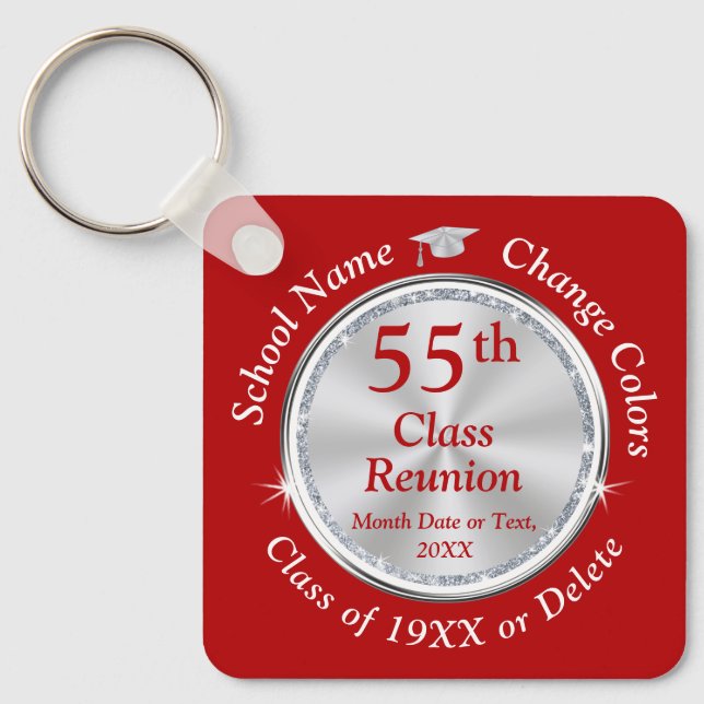 55th Class Reunion Ideas, CHANGE YEAR and COLORS, Keychain (Front)