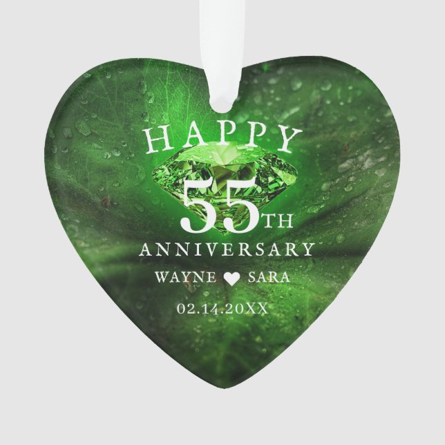 55th Emerald Jewel Wedding Anniversary Ornament (Front)