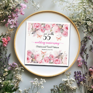 55th Emerald Wedding Anniversary Blush Roses Napkin