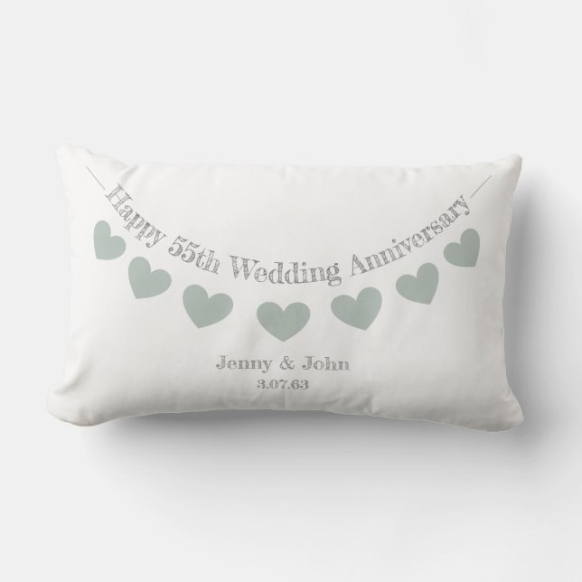 55th Emerald Wedding Anniversary cushion (Front)