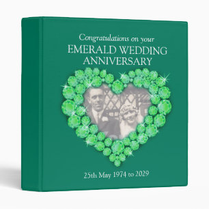 55th emerald wedding anniversary photo folder binder