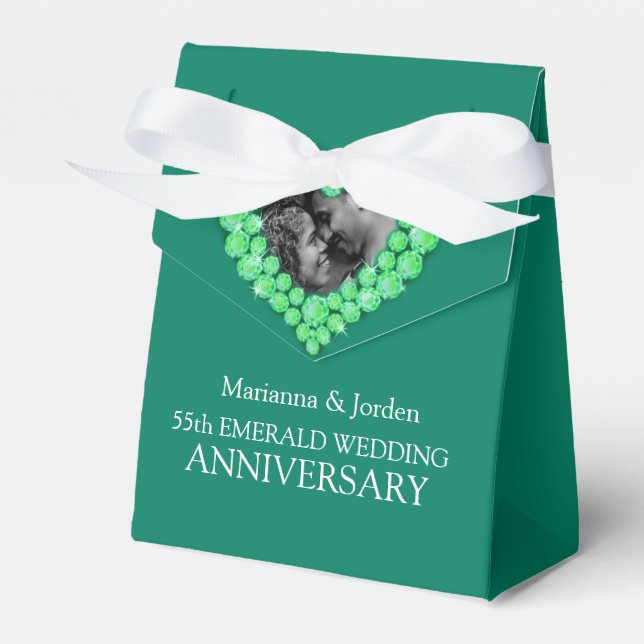 55th Emerald wedding heart photo green Favor Box (Front Side)