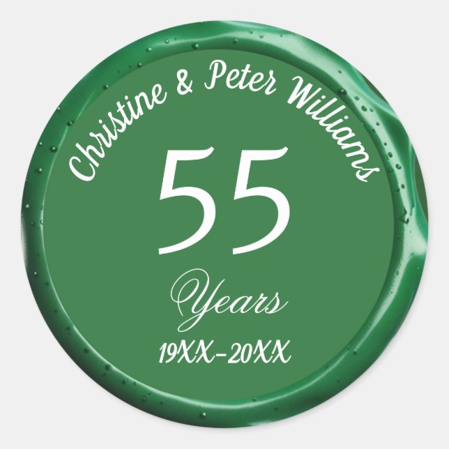 55th Emerald Wedding Sage Green Wax Seal Sticker (Front)