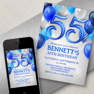55th Mens Blue Anniversaire Invitation