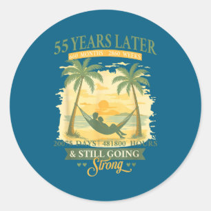 55Th Wedding Anniversary Beach Matching Classic Round Sticker