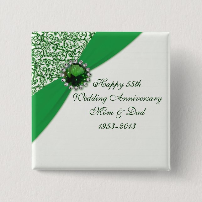 55th Wedding Anniversary Button (Front)