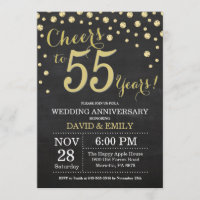 55th Wedding Anniversary Chalkboard Black and Gold