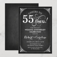 55th Wedding Anniversary - Chalkboard White