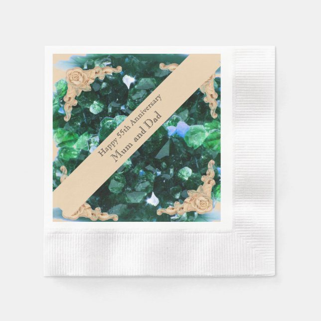 55th Wedding Anniversary Emerald Card Napkin (Front)