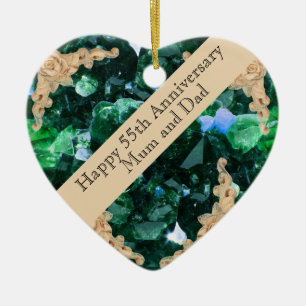 55th Wedding Anniversary Emerald  Ceramic Ornament
