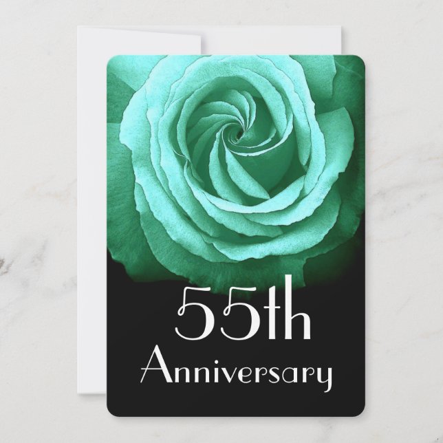55th Wedding Anniversary Emerald Green Rose A02 Invitation (Front)