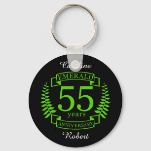 55th Wedding ANNIVERSARY EMERALD Keychain