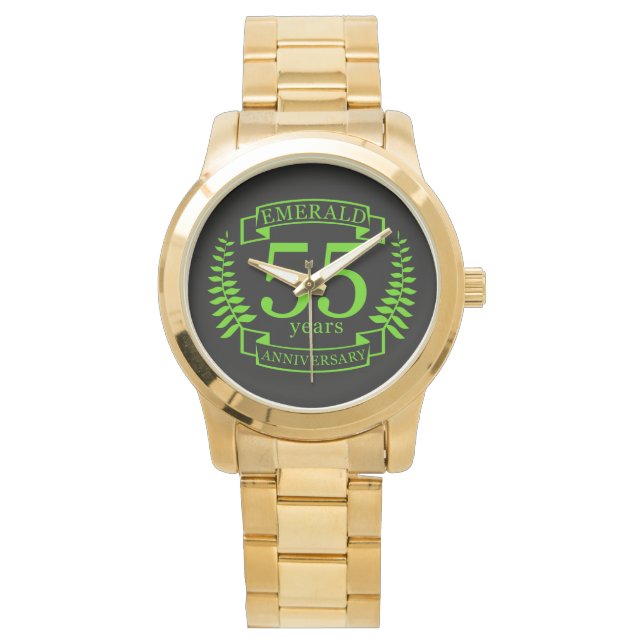 55th Wedding ANNIVERSARY EMERALD Watch (Front)