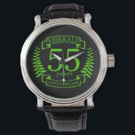 55th Wedding ANNIVERSARY EMERALD Watch<br><div class="desc">A design to celebrate your FIFTY FIFTH year of marriage. EMERALD is the traditional gift for this occasion. The text reads EMERALD 55 year anniversary. A romantic design to celebrate your 55th year of marriage. If you would like any help customizing this design please contact me, there is an ask...</div>