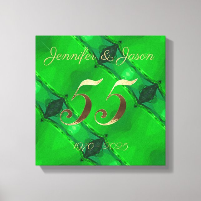55th Wedding Anniversary Emerald Wedding Canvas Print (Front)