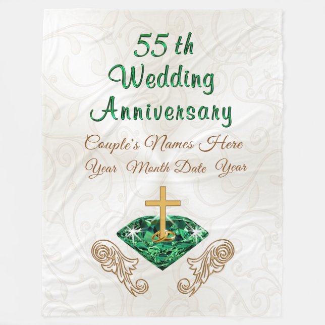 55th Wedding Anniversary Gift Personalized Blanket (Front)