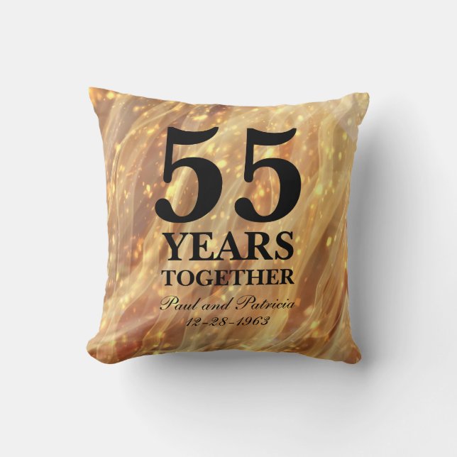 55th Wedding Anniversary Gold Party Lights Throw Pillow (Front)