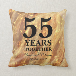 55th Wedding Anniversary Gold Party Lights Throw Pillow
